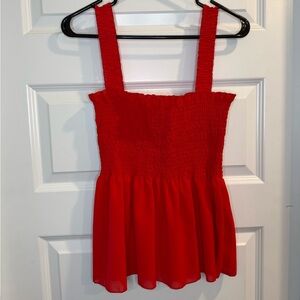 Red Smocked Women's Top